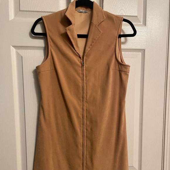 90's Vintage Aristy Authentic Clothing Sleeveless Zip Suede Midi Dress - Picture 1 of 3